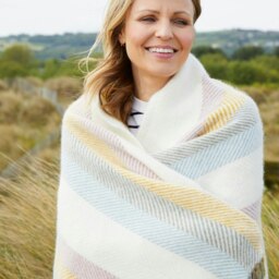 Rackhams Lifestyle Stripe Throw/Blanket Primrose 100% New Wool Made in the UK - Multi - thumbnail 4