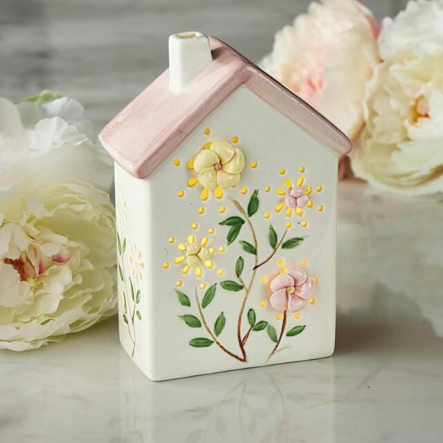 Rackhams Ceramic LED House Ornament, Floral Design, Home Decor