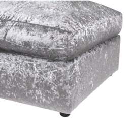 Rackhams Dylan Crushed Velvet Fabric Footstool in Silver - Silver - thumbnail 2