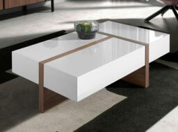 Rackhams Rectangular White and Walnut Wood Coffee Table 2060 - thumbnail 3