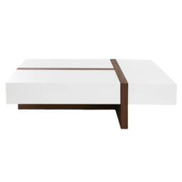 Rackhams Rectangular White and Walnut Wood Coffee Table 2060 - thumbnail 2