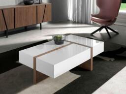 Rackhams Rectangular White and Walnut Wood Coffee Table 2060 - thumbnail 4