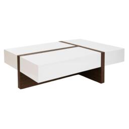 Rackhams Rectangular White and Walnut Wood Coffee Table 2060