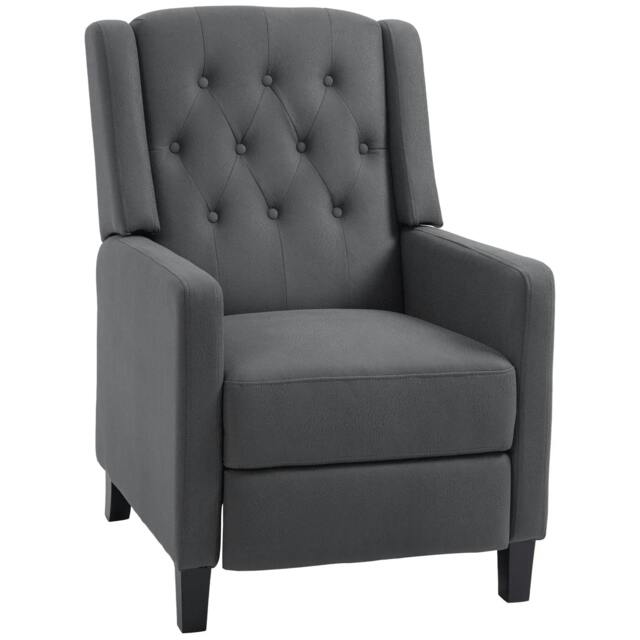 Rackhams Wingback Recliner Chair for Home Theater, Button Tufted Microfibre Cloth Reclining Armchair with Leg Rest, Deep Grey - image 1
