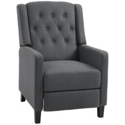 Rackhams Wingback Recliner Chair for Home Theater, Button Tufted Microfibre Cloth Reclining Armchair with Leg Rest, Deep Grey - thumbnail 1