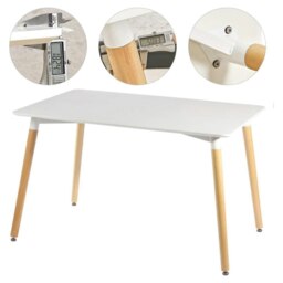 Rackhams Halo Dining Table for 4 or 6 Seating - Single White Table, Modern Design - Wood - White - 120 - thumbnail 4