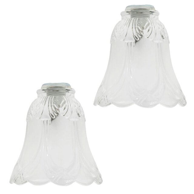 Rackhams Pair of Frosted and Clear Glass Shades with Floral Design for E14 and E27 - image 1