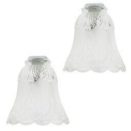 Rackhams Pair of Frosted and Clear Glass Shades with Floral Design for E14 and E27 - thumbnail 1