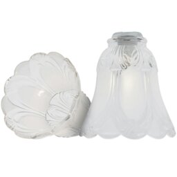 Rackhams Pair of Frosted and Clear Glass Shades with Floral Design for E14 and E27 - thumbnail 2