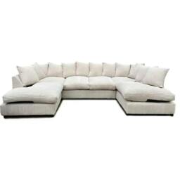 Rackhams Preston U Shaped Jumbo Cord Scatter-Back Corner Sofa - Cream - thumbnail 1