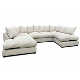 Rackhams Preston U Shaped Jumbo Cord Scatter-Back Corner Sofa - Cream - thumbnail 4