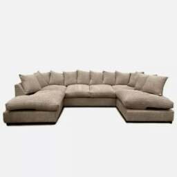 Rackhams Preston U Shaped Jumbo Cord Scatter-Back Corner Sofa - Cream - thumbnail 6
