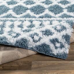 Rackhams Urban Shag-Geometric Blue White Soft Plush Pile Rug - 200 x 290 cm - thumbnail 4