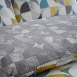 Rackhams Retro Circles Reversible Duvet Cover Set - Ochre - Single - thumbnail 4