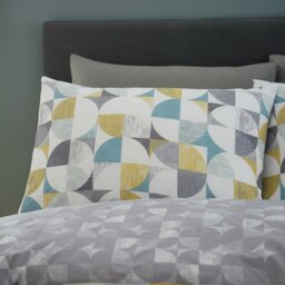Rackhams Retro Circles Reversible Duvet Cover Set - Ochre - Single - thumbnail 2
