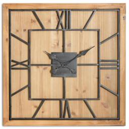 Rackhams Williston Square Wall Clock - Brown/Black - 90cm x 5cm x 90cm - Brown/Black - 100% Mixed