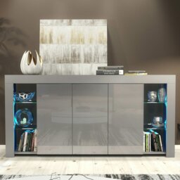 Rackhams Exclusive 164cm Cabinet Cupboard Sideboard TV Unit High Gloss Grey Doors & Free LED - 164 cm - Dark Grey Matt Body & Dark Grey Gloss Doors - 1 - thumbnail 6