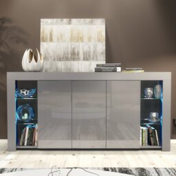 Rackhams Exclusive 164cm Cabinet Cupboard Sideboard TV Unit High Gloss Grey Doors & Free LED - 164 cm - Dark Grey Matt Body & Dark Grey Gloss Doors - 1 - thumbnail 3