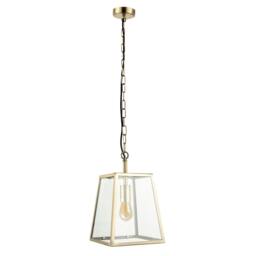 Rackhams Classic Lantern Pendant Light in Antique Brass with Clear Glass Sides
