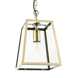Rackhams Classic Lantern Pendant Light in Antique Brass with Clear Glass Sides - thumbnail 3