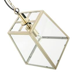 Rackhams Classic Lantern Pendant Light in Antique Brass with Clear Glass Sides - thumbnail 4