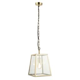 Rackhams Classic Lantern Pendant Light in Antique Brass with Clear Glass Sides - thumbnail 2