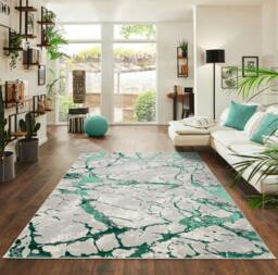 Rackhams Venice Modern Shimmer Rug - Emerald - 200cm x 290cm (6.5ft x 9.5ft) - thumbnail 5