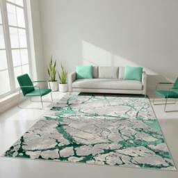 Rackhams Venice Modern Shimmer Rug - Emerald - 200cm x 290cm (6.5ft x 9.5ft) - thumbnail 2