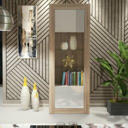 Rackhams Modern Display Cabinet 170cm – Oak Body & White Gloss Doors - 170 - MDF/Chipboard - 1 - thumbnail 2