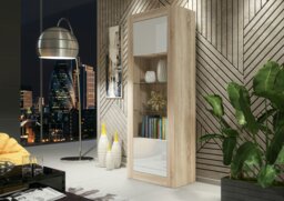 Rackhams Modern Display Cabinet 170cm – Oak Body & White Gloss Doors - 170 - MDF/Chipboard - 1 - thumbnail 6