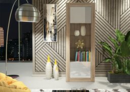 Rackhams Modern Display Cabinet 170cm – Oak Body & White Gloss Doors - 170 - MDF/Chipboard - 1 - thumbnail 5