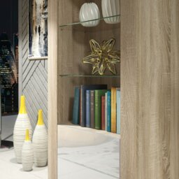 Rackhams Modern Display Cabinet 170cm – Oak Body & White Gloss Doors - 170 - MDF/Chipboard - 1 - thumbnail 4