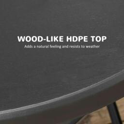 Rackhams Foldable Round Garden Table for 4, Outdoor Dining Table with HDPE Tabletop and Steel Frame, 80 x 80 x 73 cm, Dark Grey - thumbnail 5