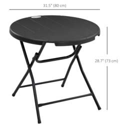Rackhams Foldable Round Garden Table for 4, Outdoor Dining Table with HDPE Tabletop and Steel Frame, 80 x 80 x 73 cm, Dark Grey - thumbnail 3