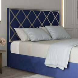 Rackhams Tammy Upholstered Soft Velvet Metal Bed Frame - Blue - Blue - Single - thumbnail 2