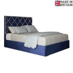 Rackhams Tammy Upholstered Soft Velvet Metal Bed Frame - Blue - Blue - Single - thumbnail 6