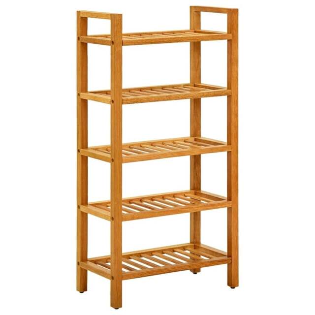 Rackhams Shoe Rack with 5 Shelves 50x27x100 cm Solid Oak Wood