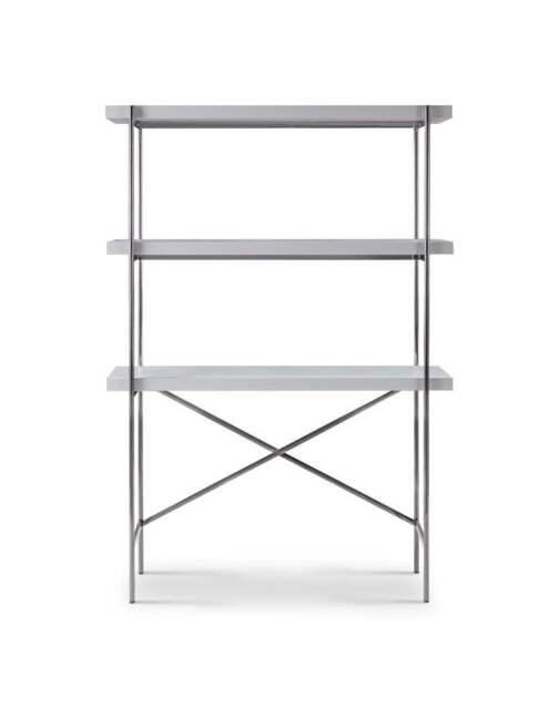 Rackhams Adriana Bookshelves With Desk - White Wood Laminate - Dark Chrome - White Wood Laminate - image 1
