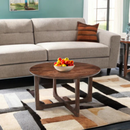 Rackhams Monco Natural Mango Wood Round Coffee Table - Dark