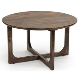 Rackhams Monco Natural Mango Wood Round Coffee Table - Dark - thumbnail 3