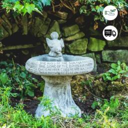 Rackhams Garden Birdbath 'Kiss of Sun' with Bird atop - thumbnail 2