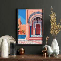 Rackhams Wall Art For Living Room Framed - Set of 3 Moroccan Inspired Wall art Prints - A4 8.27 x 11.69 in / 21 x 29.7 cm - Satin Photo paper 280 gsm - Oak Frame - thumbnail 6