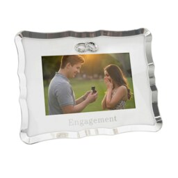 Rackhams Modern Engagement Picture Frame in Silver Plating with Double Rings - thumbnail 2