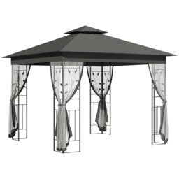 Rackhams 3 x 3(m) Garden Gazebo Marquee Tent Canopy Shelter Pavilion Grey - Grey - Steel, Polyester - 300 x 300 x 280 cm - thumbnail 2