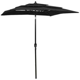 Rackhams 3-Tier Parasol with Aluminium Pole Black 2x2 m