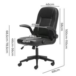 Rackhams Ergonomic Office Computer Chair PU Leather Swivel Recliner with Flip-Up Armrests - thumbnail 3