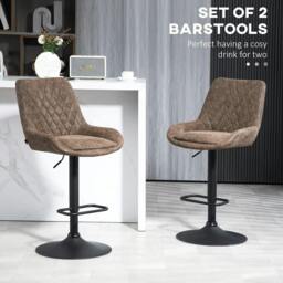 Rackhams Set of Two Faux Leather Retro Bar Stools - Brown - thumbnail 4