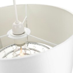 Rackhams Modern White Satin Fabric Pendant Light Shade with Transparent Acrylic Droplets - thumbnail 3