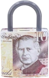Rackhams Money Tin Box Padlock Shape 16x8x25cm, Metal Savings Bank with Handle, Coin Slot & Removable Lid, Pound Note Design, Multi-Colour, Assorted Pack 2 - thumbnail 4