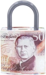 Rackhams Money Tin Box Padlock Shape 16x8x25cm, Metal Savings Bank with Handle, Coin Slot & Removable Lid, Pound Note Design, Multi-Colour, Assorted Pack 2 - thumbnail 3